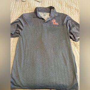 Ole Miss Heather Blue/Gray Striped Men's Polo Shirt